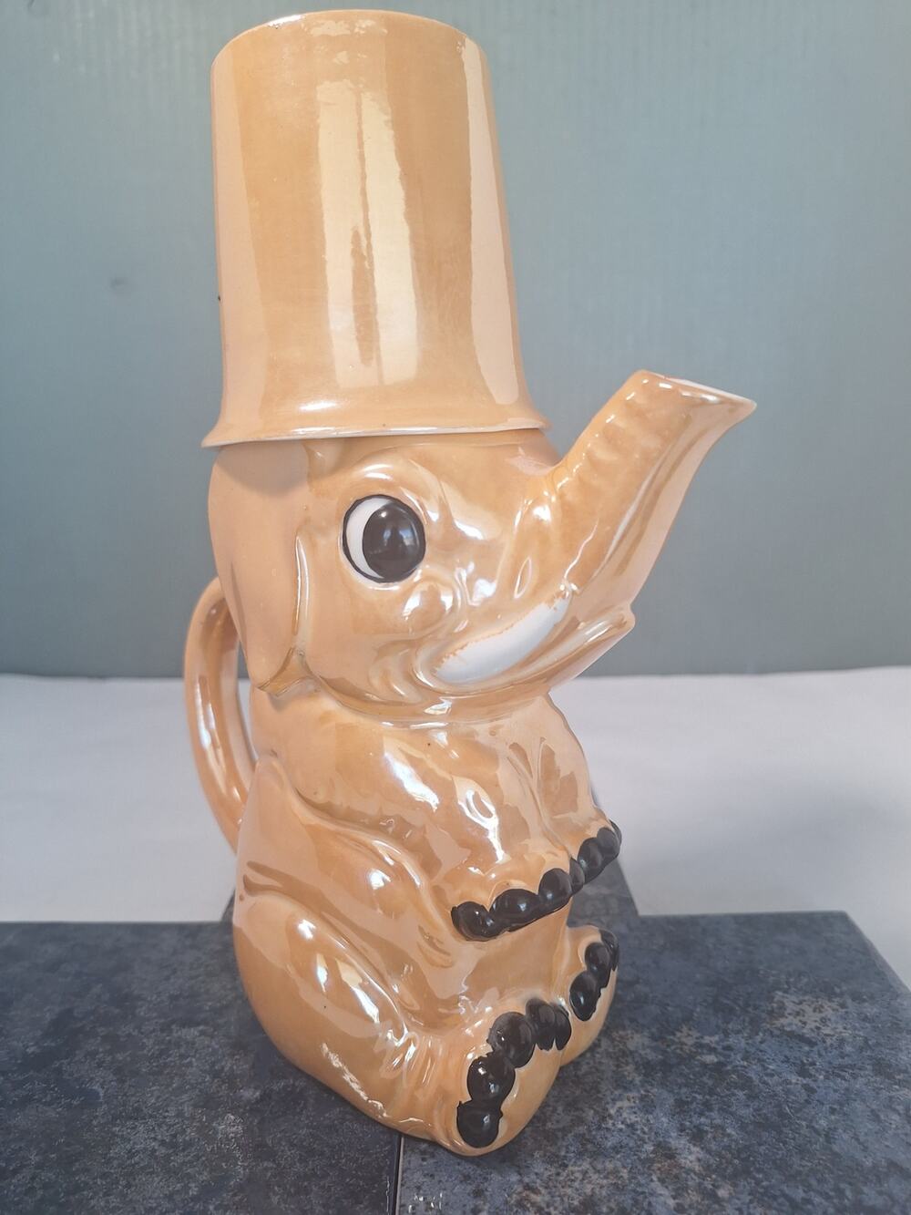 Vintage Shofu Japan Elephant Lusterware Personal Beverage Pitcher & Cup Nice!